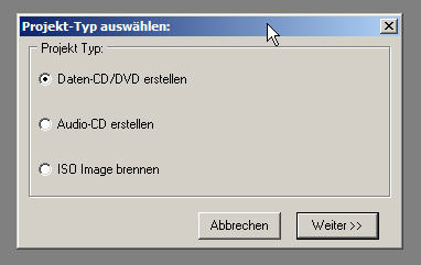 DeepBurner Startfenster