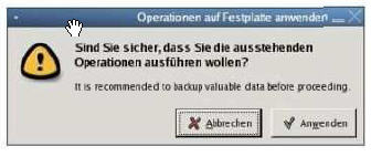 gparted Sicherheitshinweis