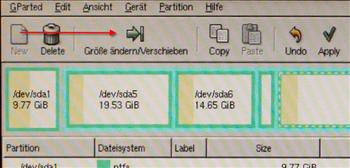 gparted Gr&ouml;&szlig;e &auml;ndern