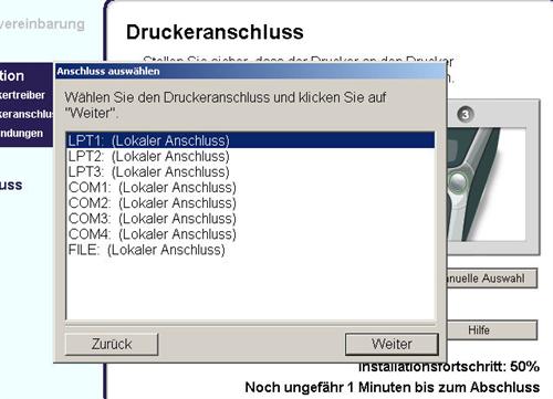 Druckeranschluss manuell