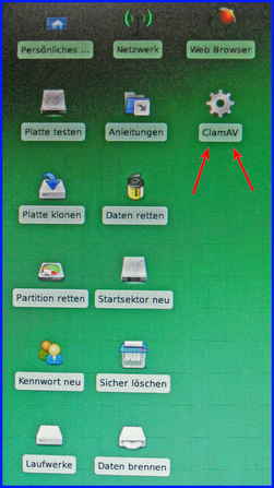 Virenbeseitigung durch das Notfallsystem: