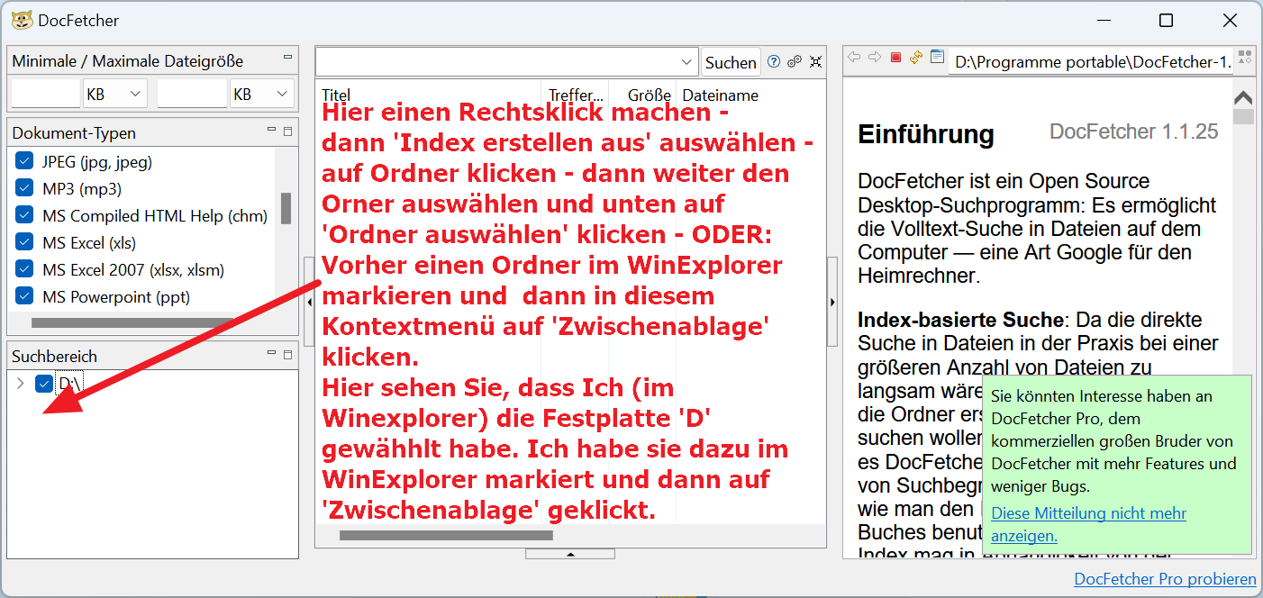 01 docfetch startfenster und indexierung