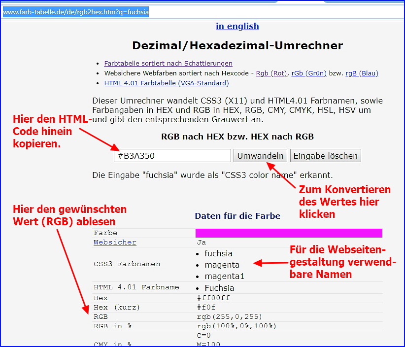 12 Farben konvertieren