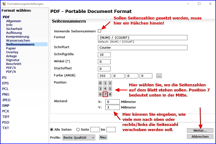 065 pdf24 Seitenzahlen formatieren