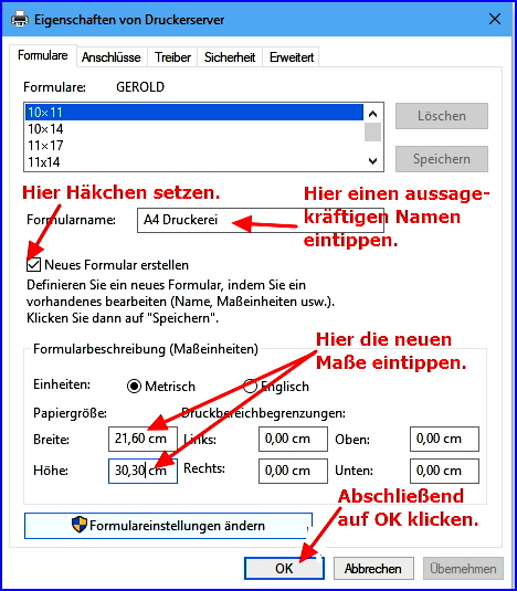 085 Win10 einstellungen druckerserver neues format