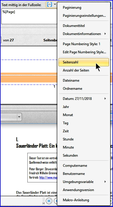 27a pdfxchange paginierung seitenzahlencode wählen