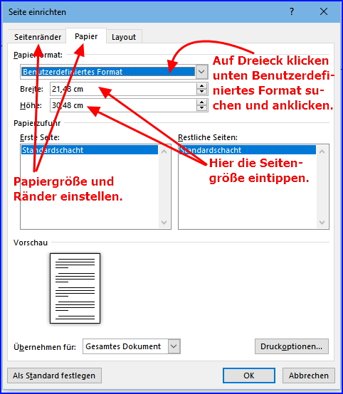 031 word formatgröße einstellen