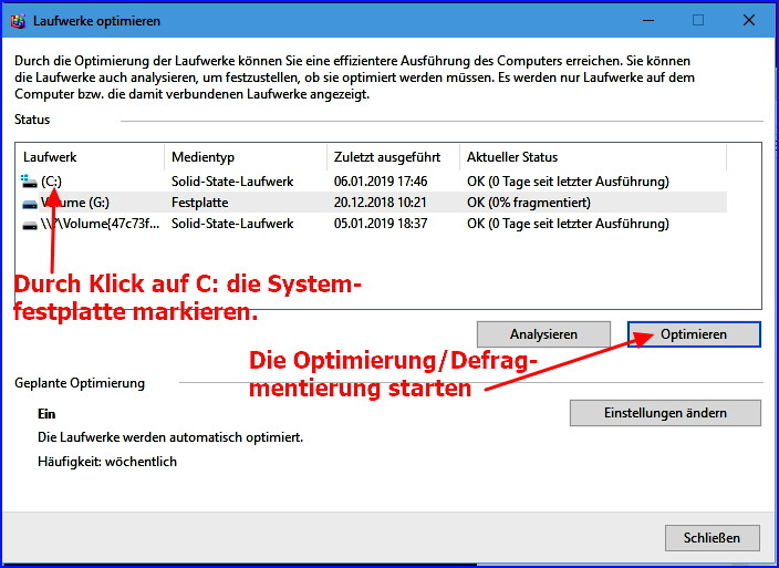 000c 2 win datenträgerbereinigung.systemdateien defragmentierung