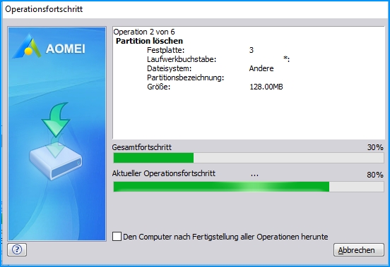 10 aomai partition endgültig löschvorgang