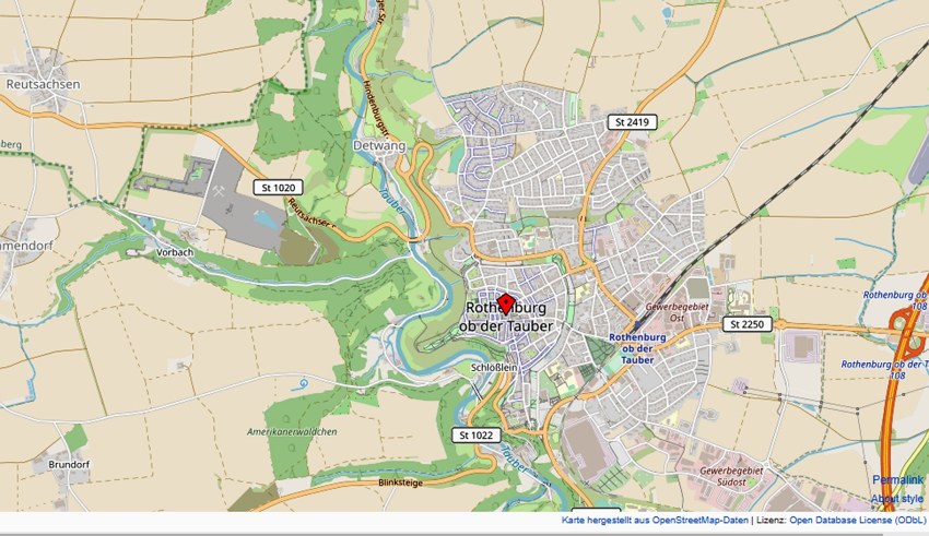 Openstreetmap karte von Rothenburg klein